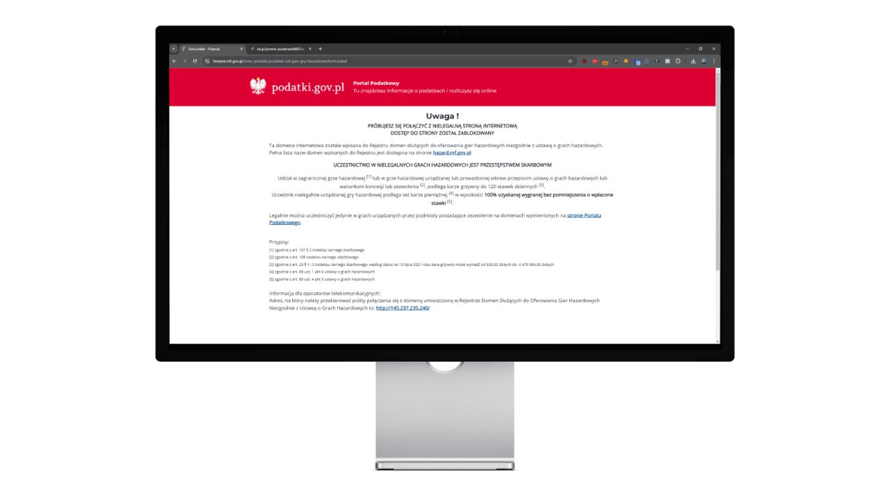 Rejestrem domen służących do oferowania gier hazardowych